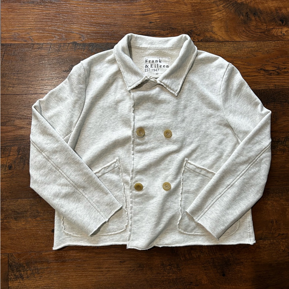 frank and eileen mini belfast crop peacoat in little grey